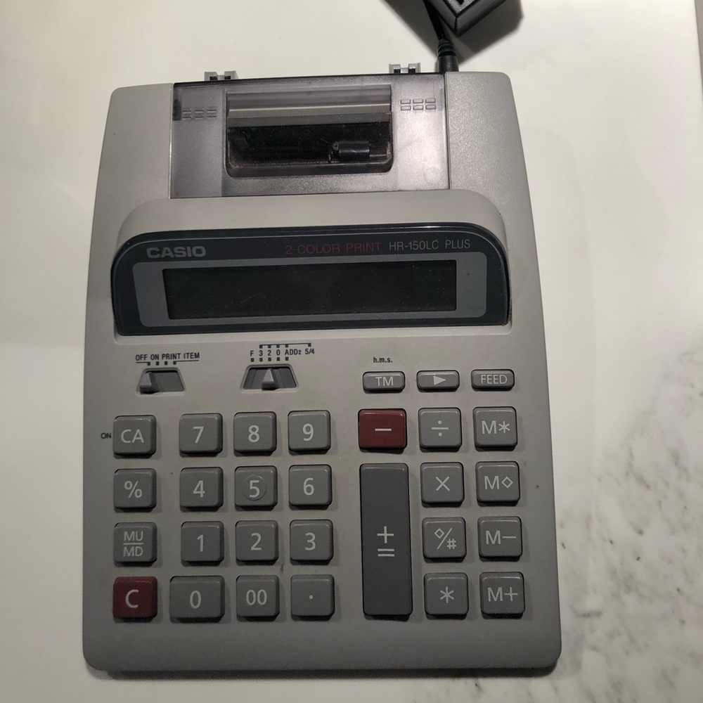 Casio hr-150lc calculator/adding machine, plug in